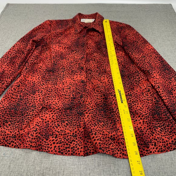 Motherhood Leopard‎ Button Down Blouse Red Black Small Long Sleeve Collared - Picture 4 of 13
